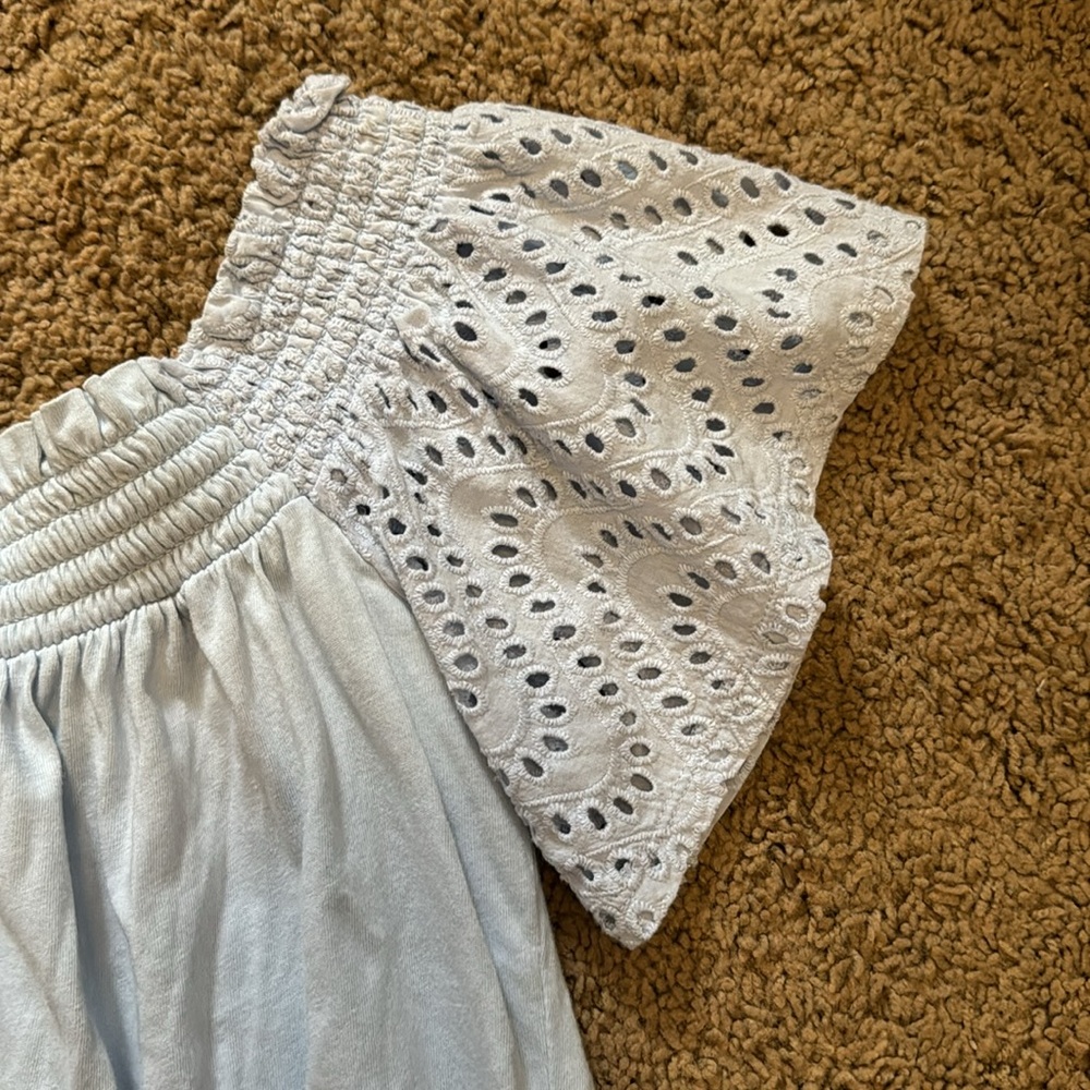 Express Baby Blue Off-Shoulder Top - Picture 2 of 2